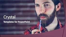  Presentation with electronic - Beautiful presentation theme featuring thoughtful hipster with electronic cigarette looking away backdrop and a tawny brown colored foreground
