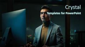  Presentation with create - Cool new theme with thoughtful-man-create-business-plan backdrop and a wine colored foreground