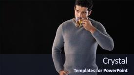  Presentation with black tea - Slides enhanced with thoughtful-man-having-a-cup background and a wine colored foreground