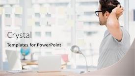  Presentation with sticky notes - Amazing presentation theme having thoughtful man looking at sticky notes on window in the office backdrop and a white colored foreground