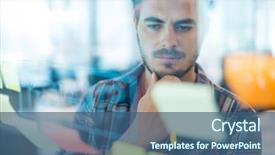  Presentation with sticky notes - PPT layouts consisting of thoughtful man reading sticky notes background and a ocean colored foreground