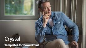  Presentation with social isolation - Presentation design with thoughtful man sitting on chair background and a  colored foreground