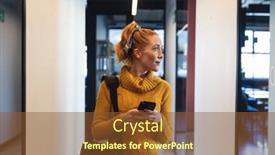  Presentation with wireless communication - Slide set enhanced with thoughtful-mid-adult-caucasian-businesswoman background and a tawny brown colored foreground