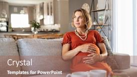  Presentation with pregnant woman - Presentation enhanced with thoughtful-middle-aged-pregnant-woman background and a coral colored foreground