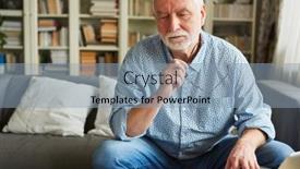  Presentation with accounting - Slides featuring thoughtful-retired-senior-at-home background and a light blue colored foreground