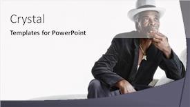  Presentation with lounge - Beautiful slides featuring thoughtful-senior-man-in-fedora backdrop and a sky blue colored foreground