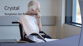  Presentation with lonely - Slides with thoughtful senior man sitting background and a light gray colored foreground