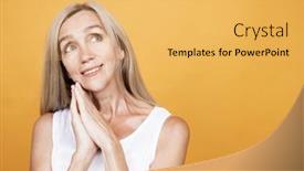  Presentation with memories - Slide set having thoughtful-senior-woman background and a yellow colored foreground