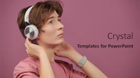  Presentation with adolescence - Slide deck having thoughtful-teenager-boy-listens background and a coral colored foreground