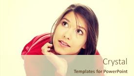  Presentation with floor - Amazing PPT theme having thoughtful-woman-propping-her-head backdrop and a cream colored foreground