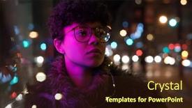  Presentation with street - Audience pleasing PPT layouts consisting of thoughtful-woman-standing-on-street backdrop and a wine colored foreground