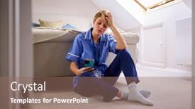  Presentation with nurses - Presentation consisting of thoughtful-woman-wearing-nurses background and a violet colored foreground