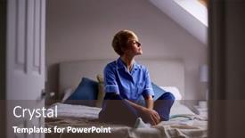  Presentation with nurses - Presentation theme enhanced with thoughtful-woman-wearing-nurses background and a  colored foreground