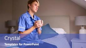  Presentation with nurses - PPT theme with thoughtful-woman-wearing-nurses background and a  colored foreground