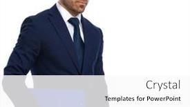  Presentation with navy blue - PPT layouts having thoughtful-young-elegant-man background and a white colored foreground