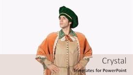  Presentation with old fashioned - Audience pleasing slide set consisting of thoughtful-young-man-in-old backdrop and a coral colored foreground