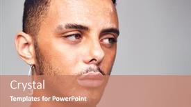  Presentation with skin - Slide deck having thoughtful-young-man-with-skin background and a coral colored foreground