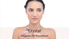  Presentation with nail - Presentation theme having thoughtful young model using nail clippers on white background background and a lemonade colored foreground