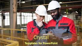  Presentation with industrial workers - Amazing slides having thoughtful-young-multi-ethnic-workers backdrop and a tawny brown colored foreground