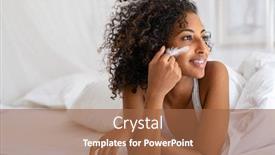  Presentation with hair care - Cool new slide deck with thoughtful-young-woman-holding-white backdrop and a red colored foreground