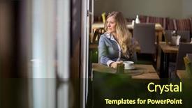  Presentation with coffee cup - Slide set consisting of thoughtful young woman with coffee background and a wine colored foreground