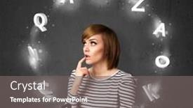  Presentation with shining - Beautiful presentation design featuring thoughtful-young-woman-with-shining backdrop and a gray colored foreground