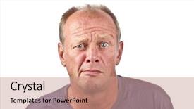  Presentation with leonardo vitruvian man - Audience pleasing presentation theme consisting of thoughtfull man on a white backdrop and a coral colored foreground