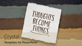  Presentation with thoughts - Presentation design featuring thoughts-become-things-law background and a coral colored foreground