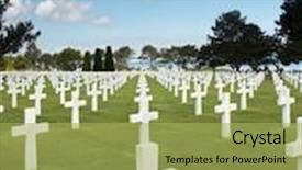  Presentation with war france - Colorful slides enhanced with d day - thousands of graves backdrop and a yellow colored foreground