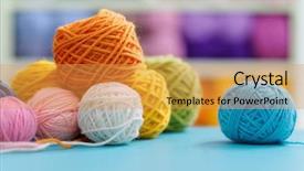  Presentation with yarn - PPT theme consisting of multi colored woolen balls background and a yellow colored foreground