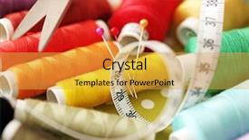  Presentation with sewing tools - Presentation consisting of thread and pins sewing background and a yellow colored foreground