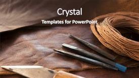  Presentation with leather - Slide deck enhanced with thread on a work background and a tawny brown colored foreground