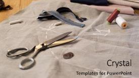  Presentation with tailoring - Colorful slide set enhanced with thread with other sewing backdrop and a mint green colored foreground