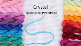  Presentation with embroidery - Presentation enhanced with threads for embroidery and needle background and a sky blue colored foreground