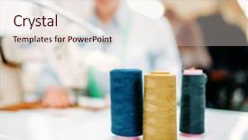  Presentation with colorful odontology mold - Presentation theme featuring threads on spools closeup dressmaking background and a lemonade colored foreground