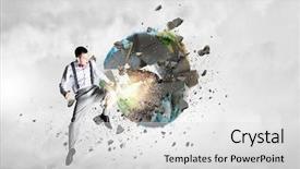  Presentation with catastrophe - Audience pleasing theme consisting of threat of ecological catastrophe backdrop and a light gray colored foreground