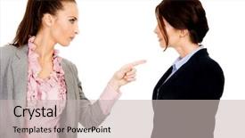  Presentation with angry - Beautiful slide deck featuring threat office - angry businesswoman accuses her partner backdrop and a soft green colored foreground