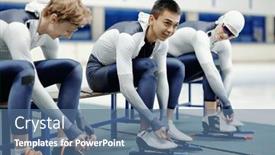  Presentation with competition - Slides featuring three-active-guys-in-sports background and a ocean colored foreground