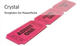  Presentation with raffle ticket - PPT theme featuring three admit one ticket isolated background and a white colored foreground