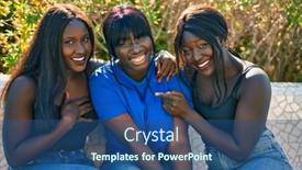  Presentation with three - Cool new presentation theme with three-african-american-friends-smiling backdrop and a ocean colored foreground