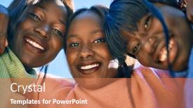  Presentation with african american - Audience pleasing presentation design consisting of three-african-american-friends-smiling backdrop and a coral colored foreground