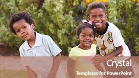  Presentation with kids garden - Colorful theme enhanced with three african american kids backdrop and a coral colored foreground