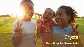  Presentation with elementary - Presentation theme enhanced with three african elementary schoolgirls making background and a tawny brown colored foreground