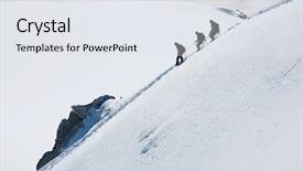  Presentation with drive team - PPT layouts featuring three alpinists descending a mountain background and a sky blue colored foreground