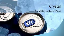  Presentation with soft drink - Cool new PPT theme with three aluminium cans of beer backdrop and a light blue colored foreground