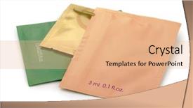  Presentation with cosmetics - Slides featuring three aluminum foil cosmetics sachets background and a coral colored foreground