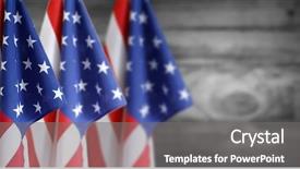  Presentation with stars - Presentation design consisting of three american flag and wooden background and a gray colored foreground