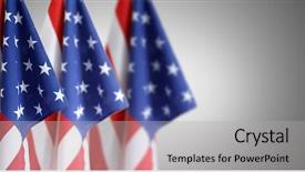  Presentation with grey - Presentation theme with three american flaga in front background and a light gray colored foreground