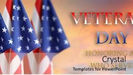  Presentation with veterans day - Colorful presentation theme enhanced with three american flags backdrop and a lemonade colored foreground