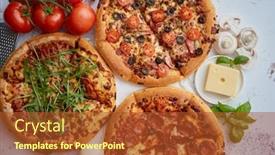  Presentation with dough - Beautiful presentation theme featuring three-american-style-pizzas backdrop and a red colored foreground